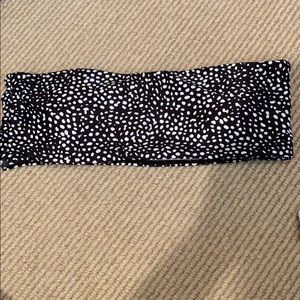 Black and white bandeau bikini top